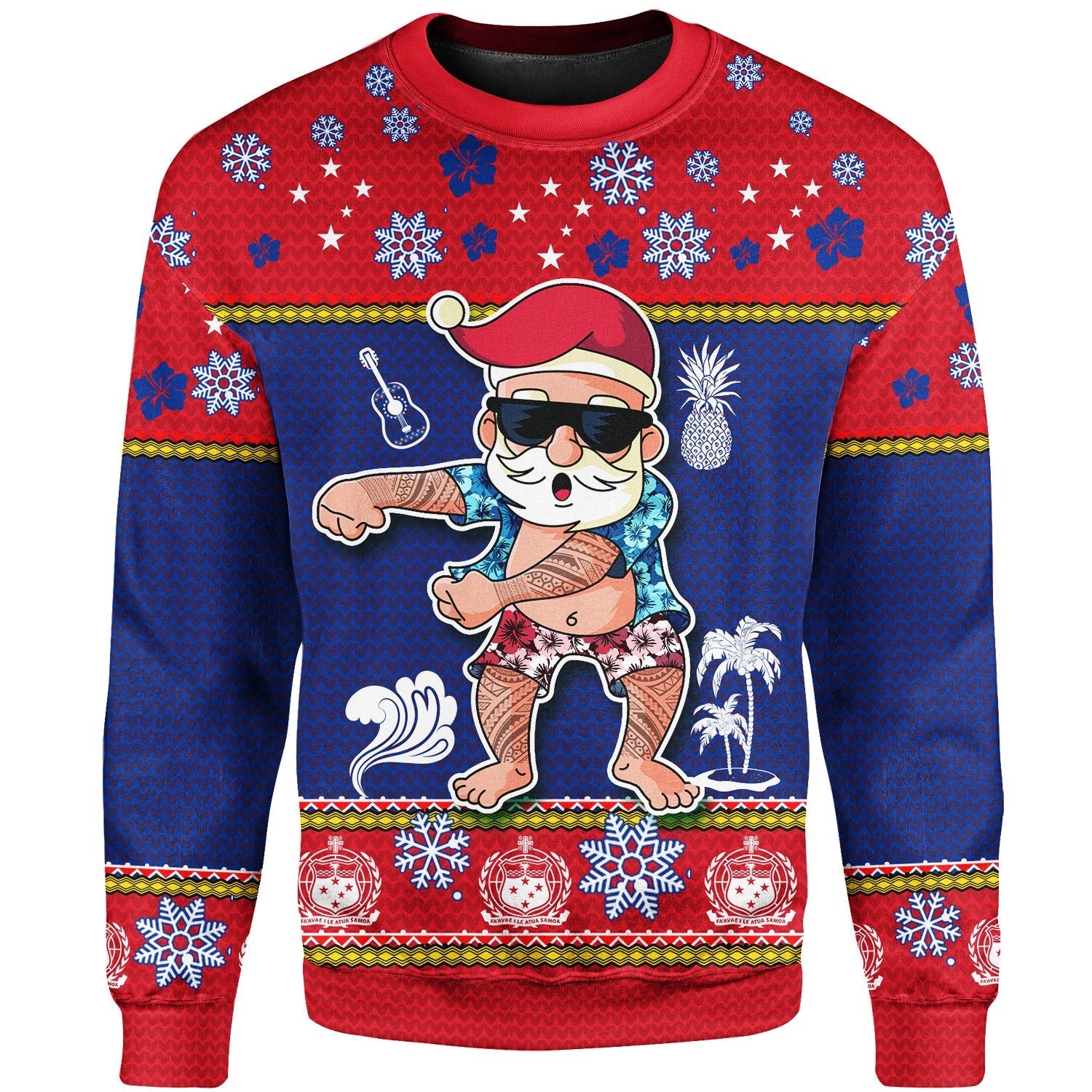 Samoa Christmas Sweater Santa Claus Polynesian Tattoo