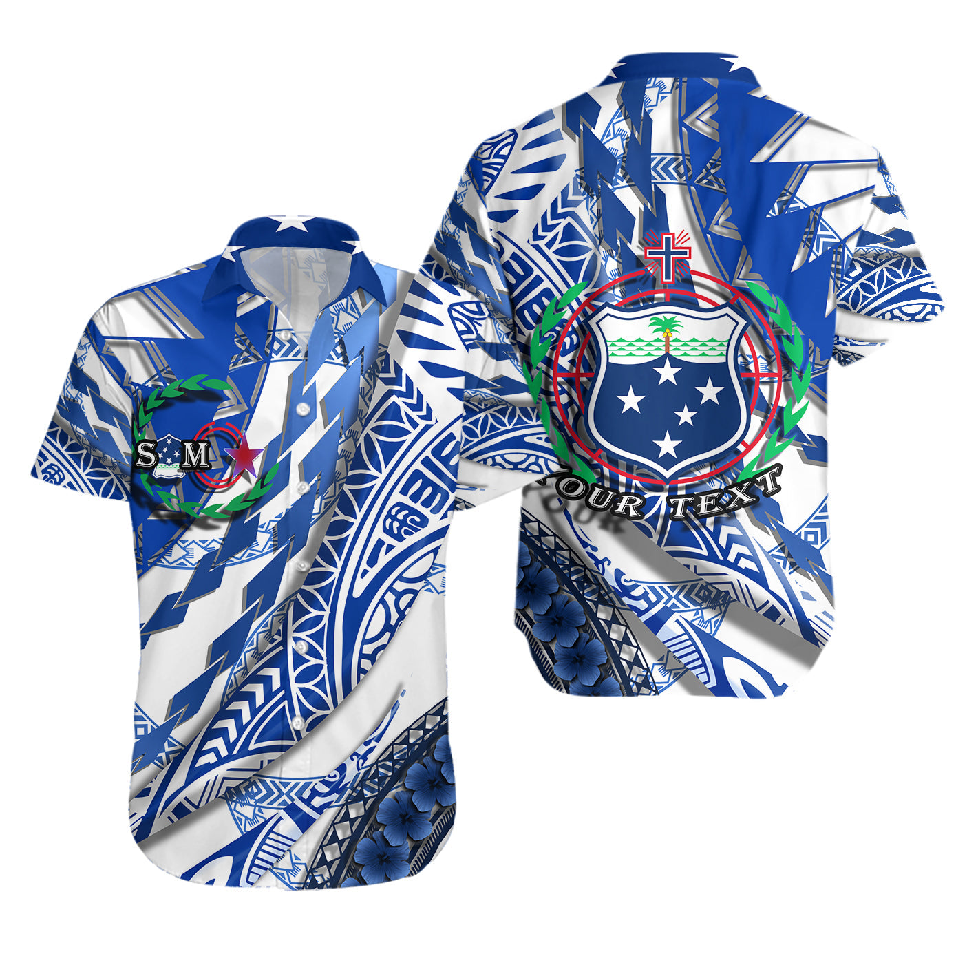 Custom Personalised Samoa Hawaiian Shirt Artsy Style - White