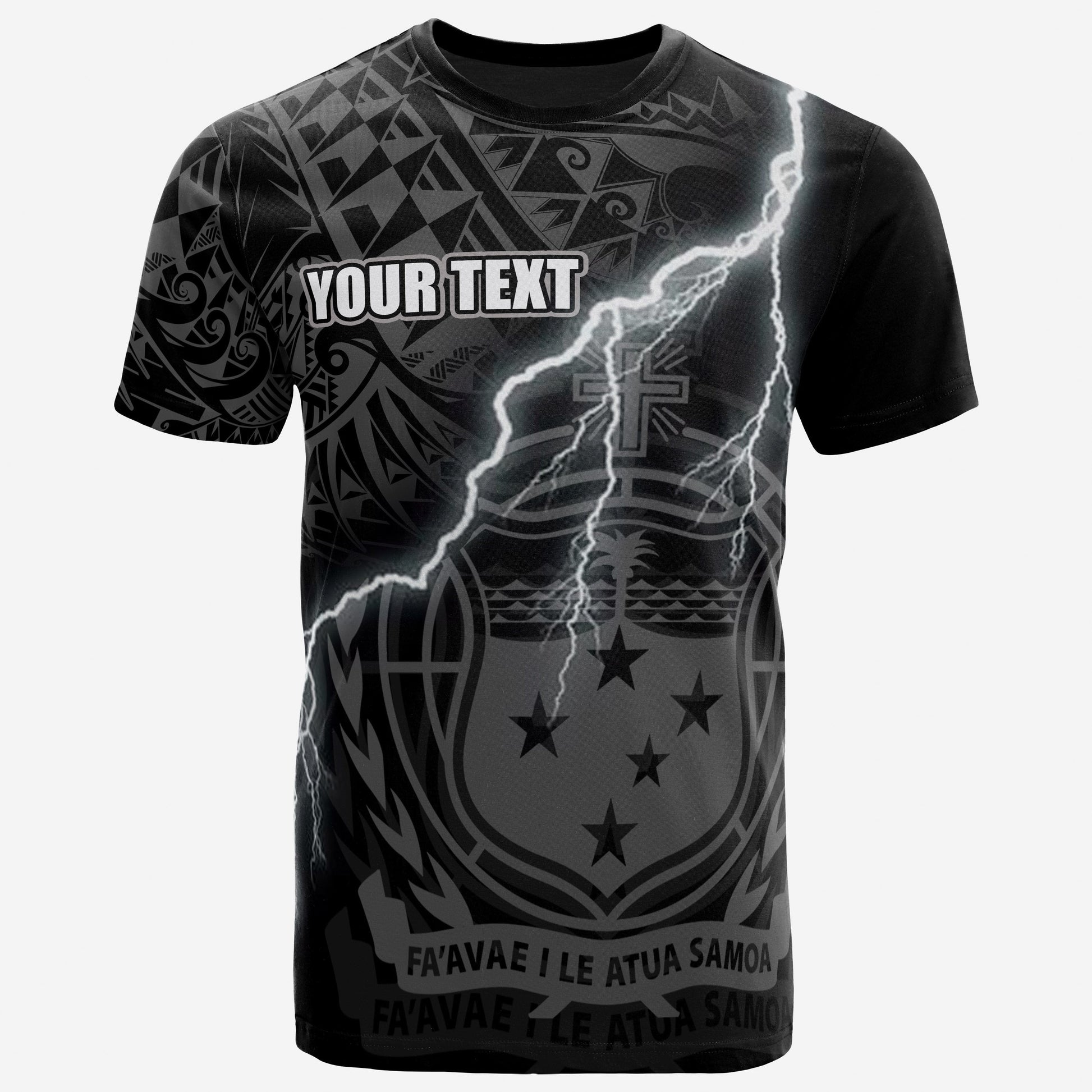 Samoa Custom Personalised T - Shirt - Samoa Coat Of Arms Lighting Thunder