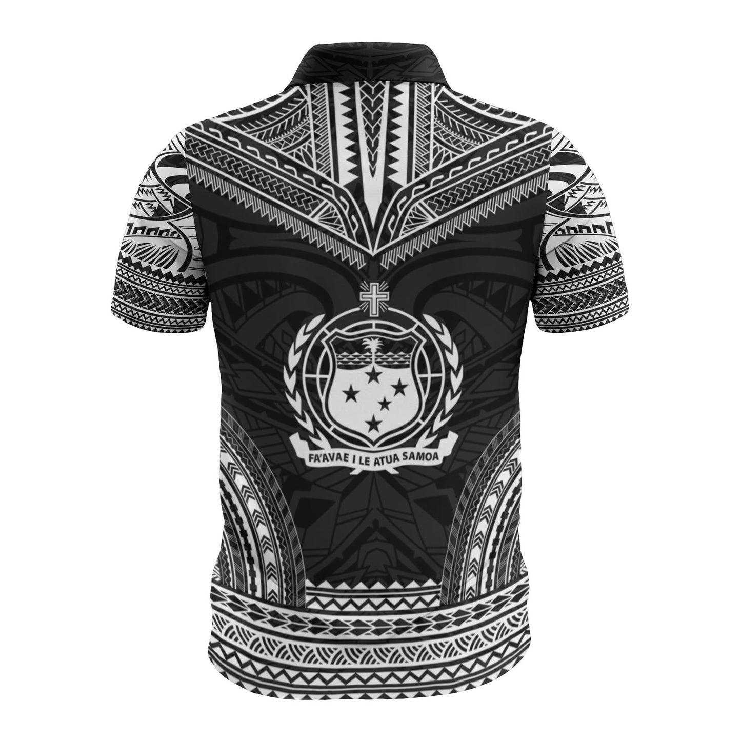 Samoa Custom Personalised Polo Shirt - Samoa Coat Of Arms Polynesian Chief Tattoo Black Version