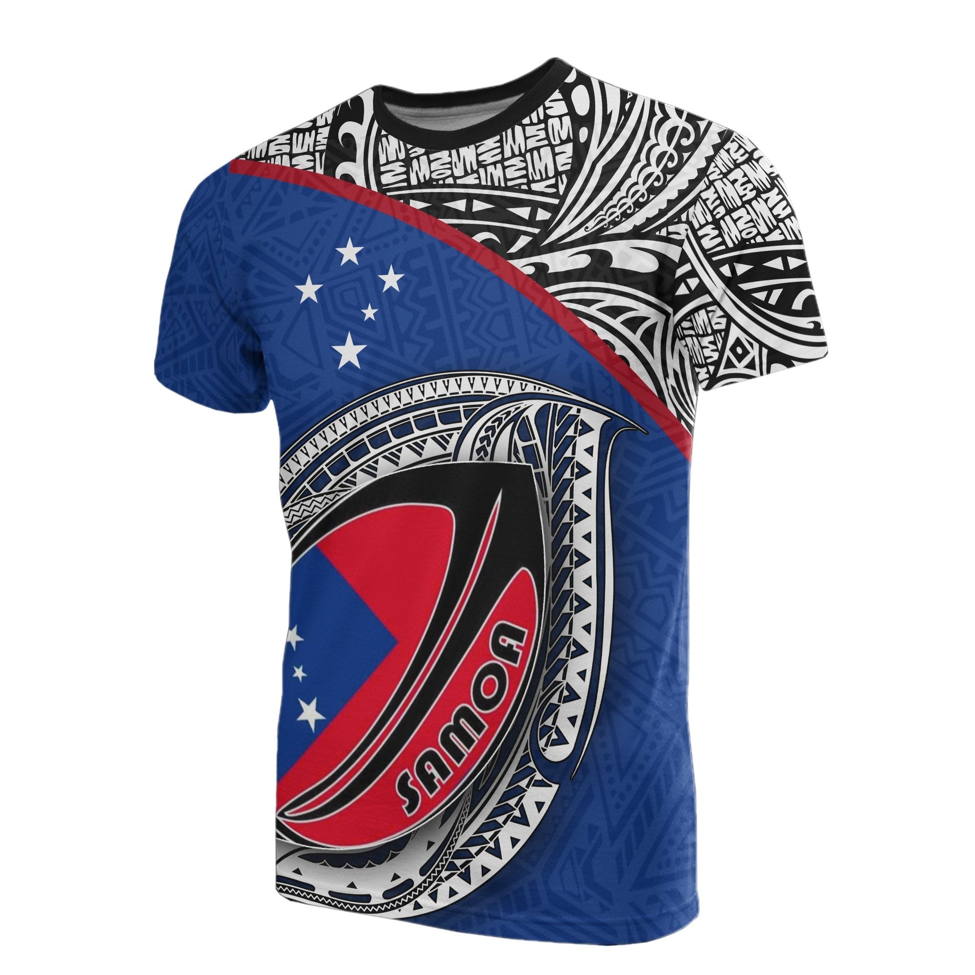 Samoa Rugby Ball T - Shirt - Samoa Flag Polynesian Tattoo