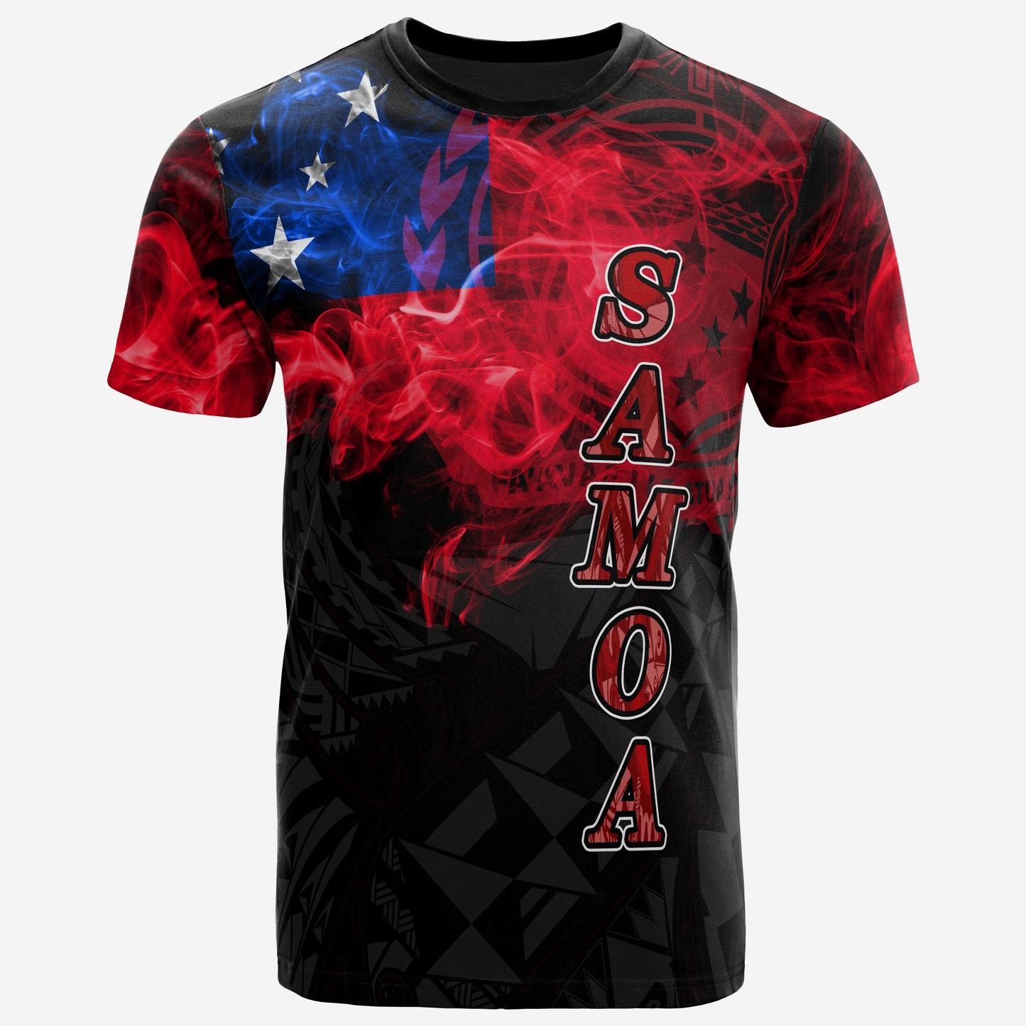 Samoa Polynesian T - Shirt - Samoa Coat Of Arms Smoking Style