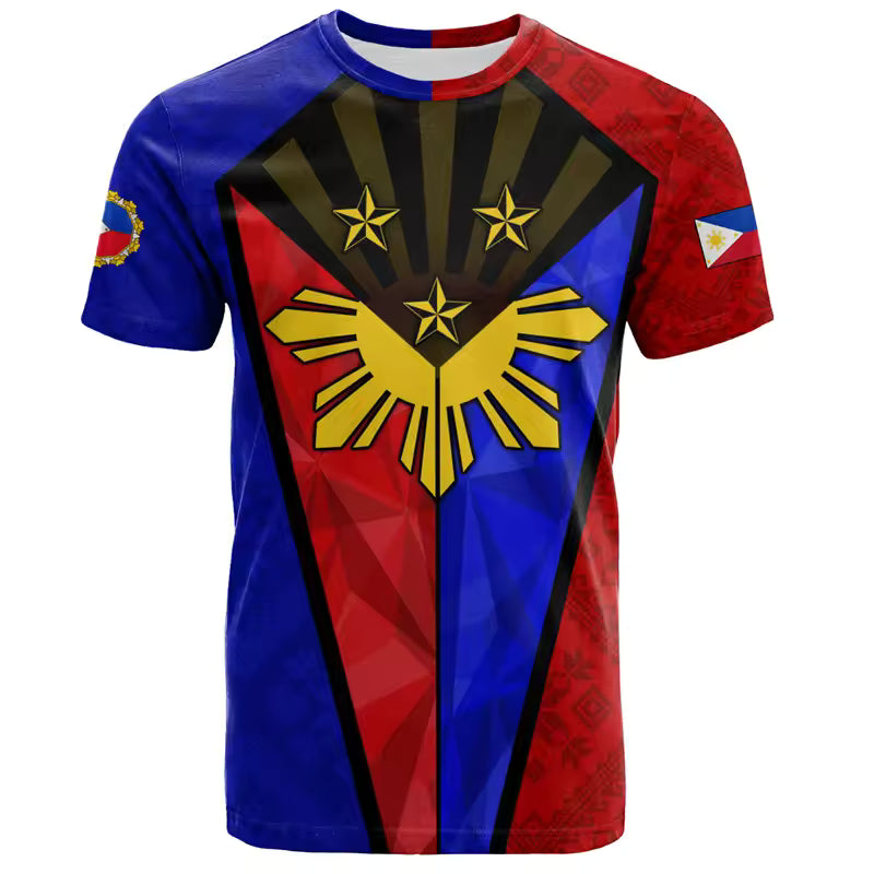Philippines Flag Shirt Filipinos Vintage Unisex Red O-Neck Shirt All Over Print