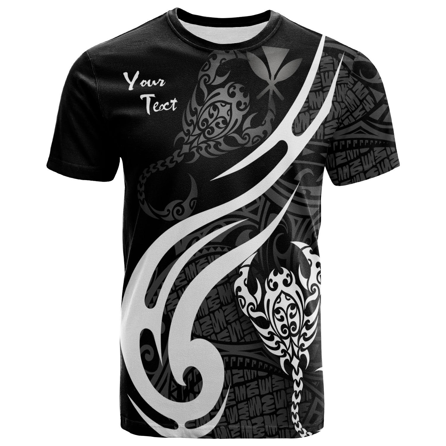 Hawaii Kanaka Maoli Custom Personalized T Shirt Scorpio Tribal Pattern Style White