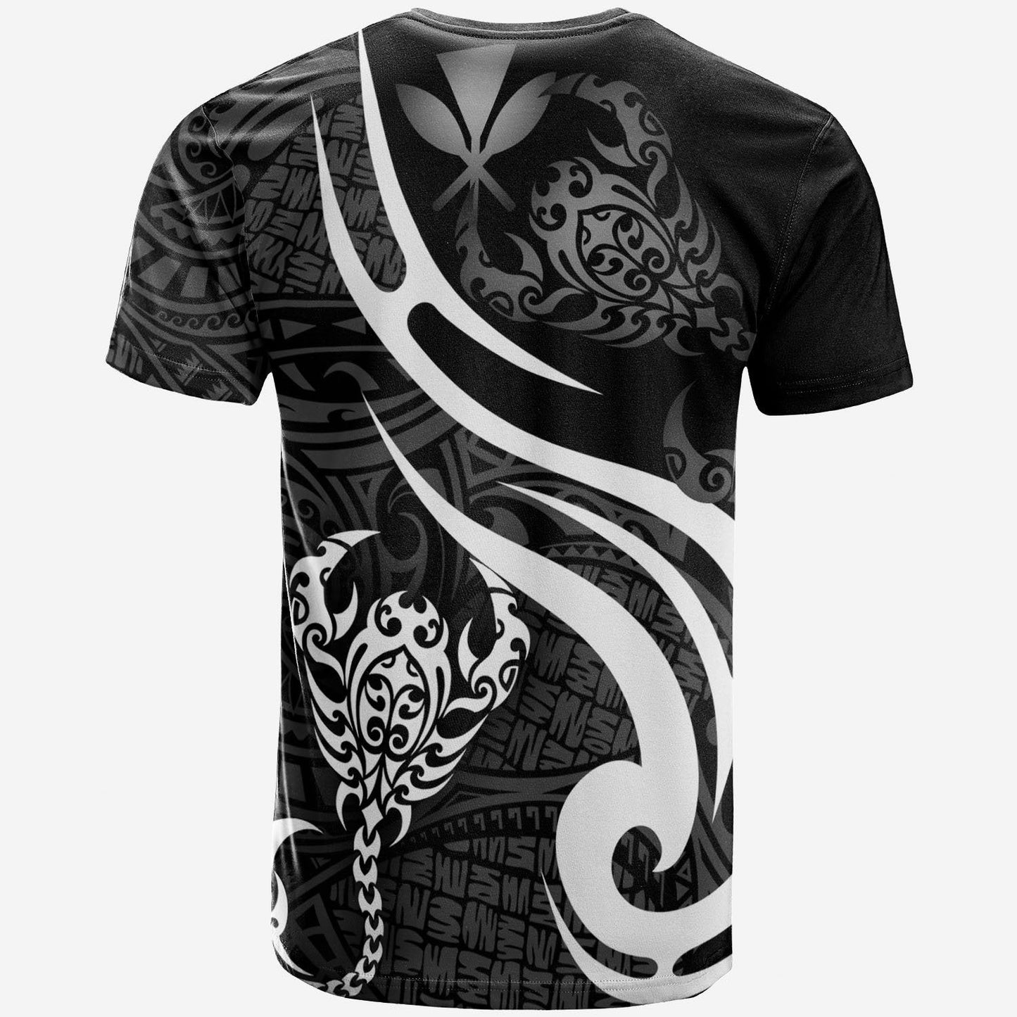 Hawaii Kanaka Maoli Custom Personalized T Shirt Scorpio Tribal Pattern Style White