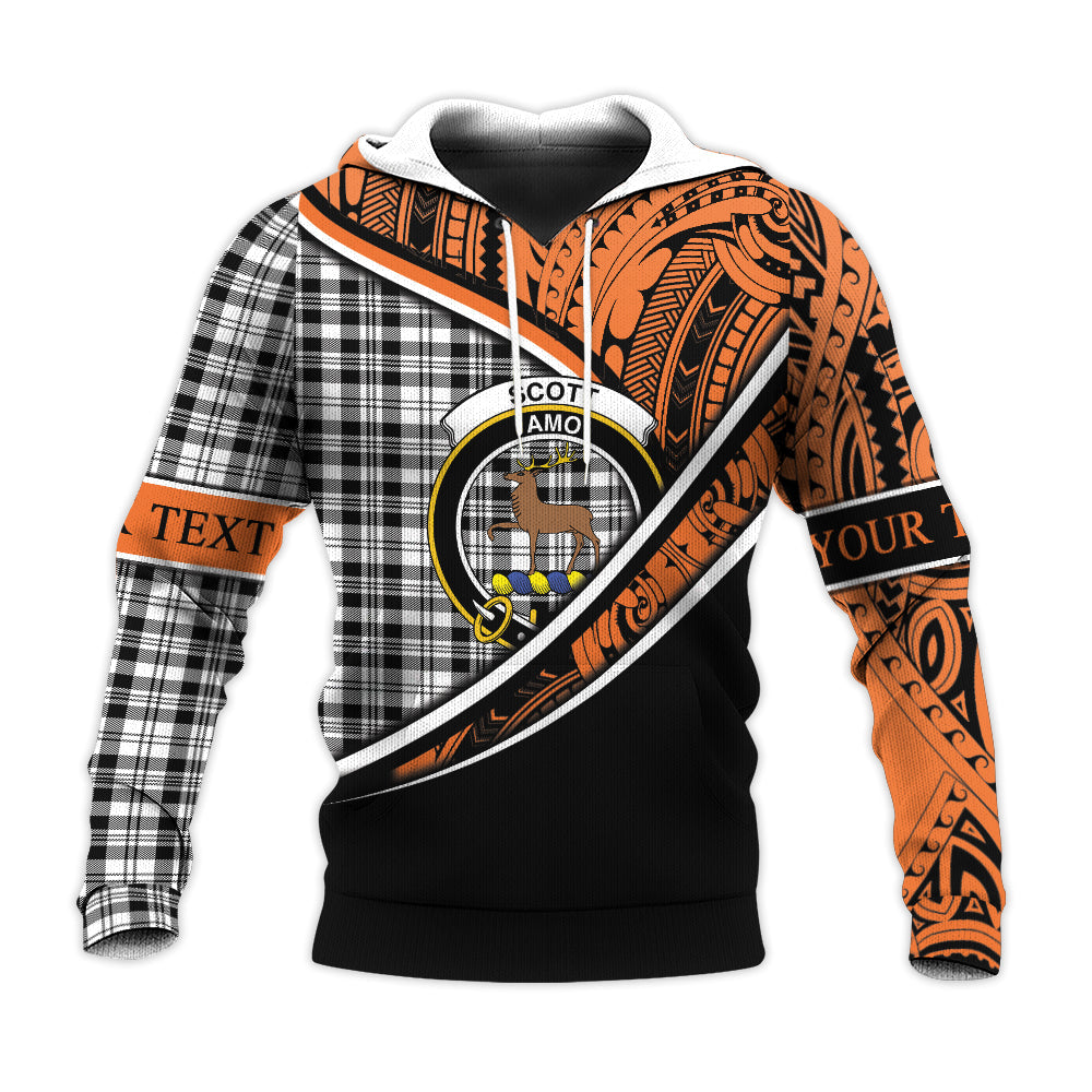 Printivon Scott Black White Modern Knitted Hoodie Pattern Polynesian Custom Text