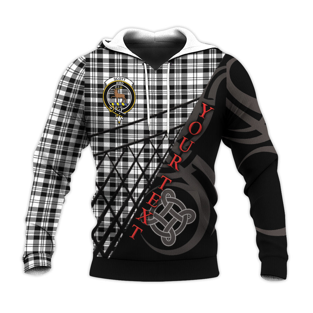 Printivon Scott Black White Modern Knitted Hoodie Pattern Celtic Custom Text