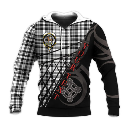 Printivon Scott Black White Modern Knitted Hoodie Pattern Celtic Custom Text