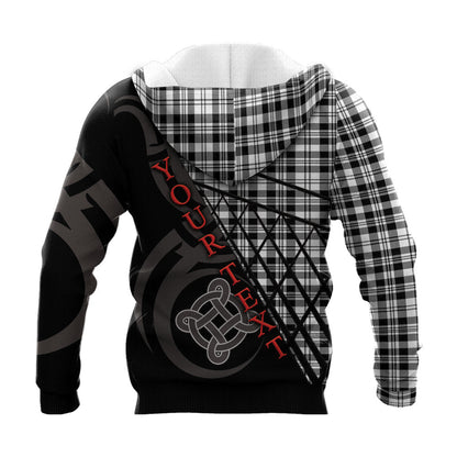 Printivon Scott Black White Modern Knitted Hoodie Pattern Celtic Custom Text