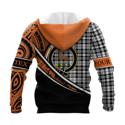 Printivon Scott Black White Modern Knitted Hoodie Pattern Polynesian Custom Text