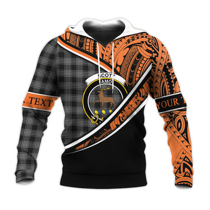 Printivon Scott Black And White Knitted Hoodie Pattern Polynesian Custom Text