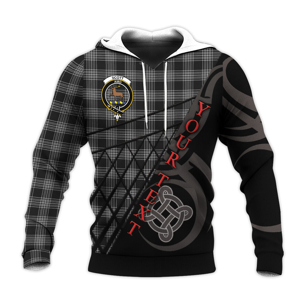 Printivon Scott Black And White Knitted Hoodie Pattern Celtic Custom Text