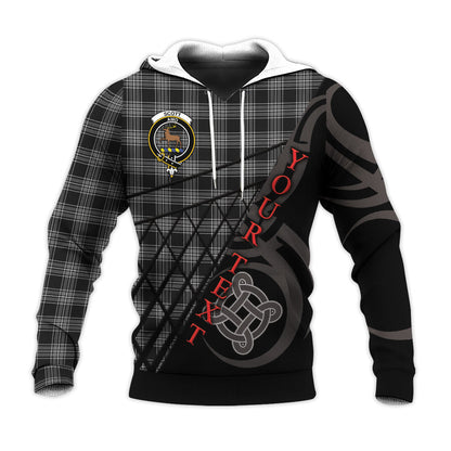 Printivon Scott Black And White Knitted Hoodie Pattern Celtic Custom Text