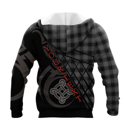 Printivon Scott Black And White Knitted Hoodie Pattern Celtic Custom Text