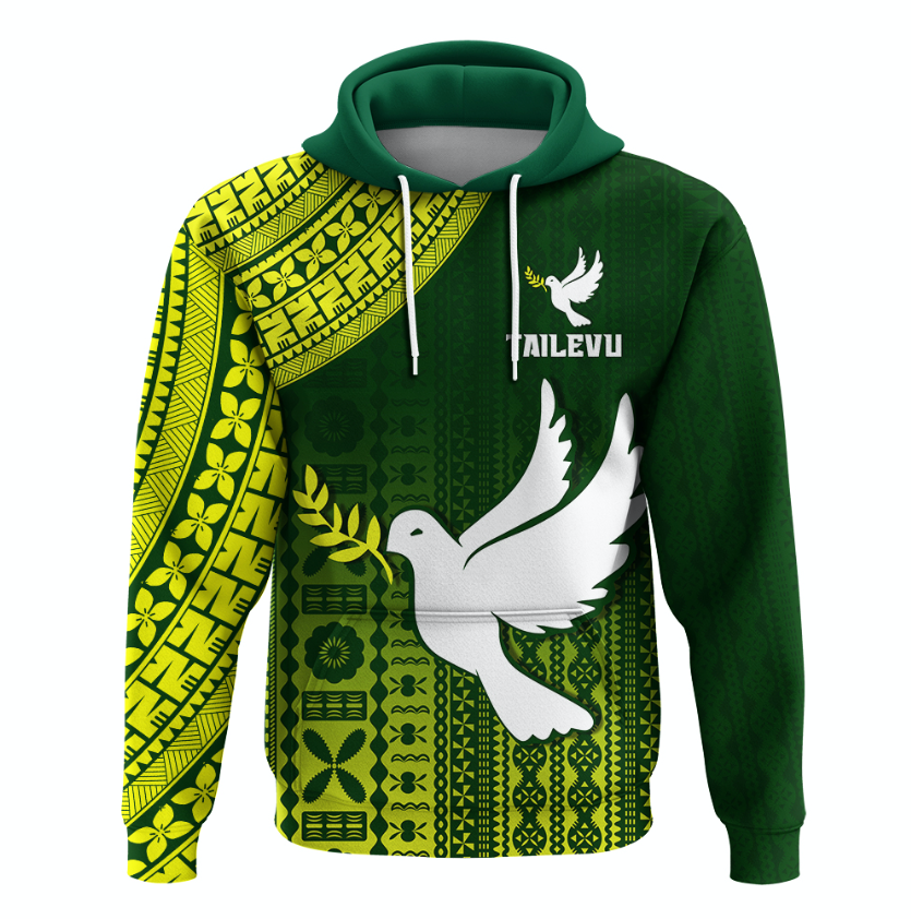(MAGGIE) Tailevu Rugby Fiji Hoodie Go Green