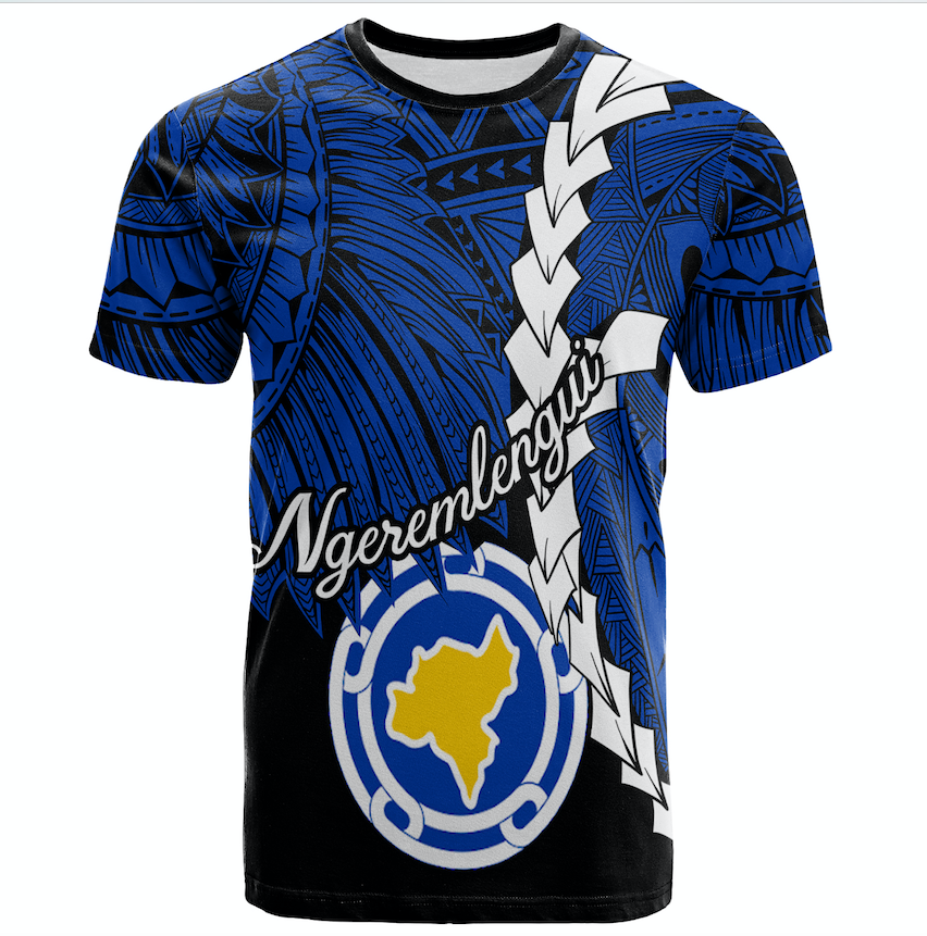 Palau Ngeremlengui Polynesian T - Shirt - Tribal Wave Tattoo - Version 2