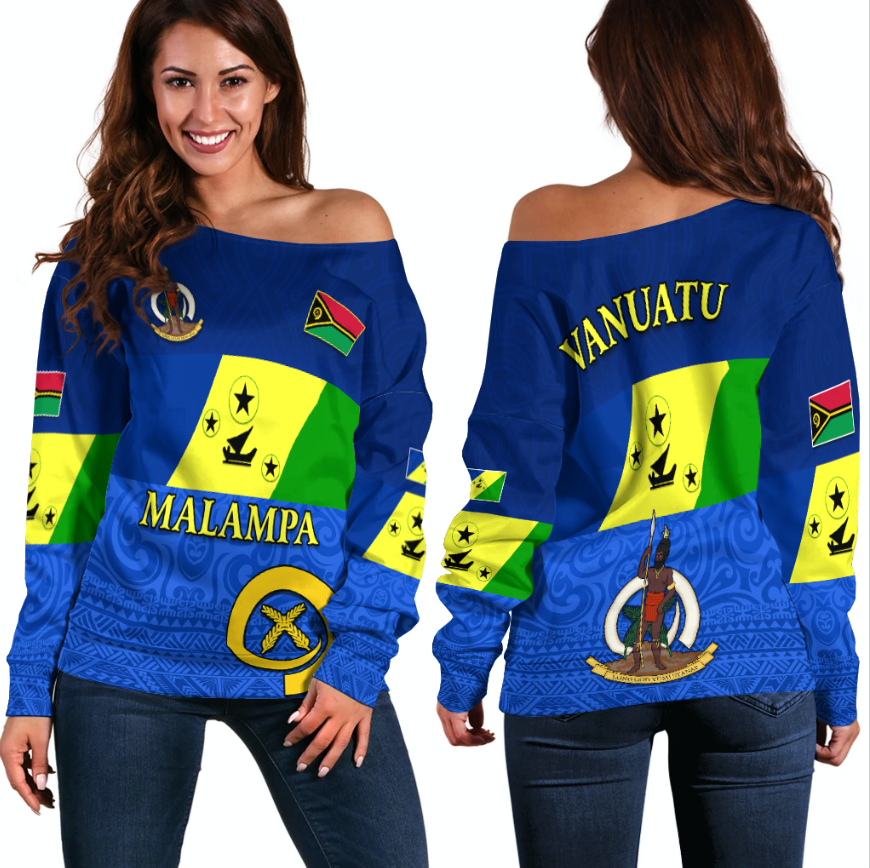 Malampa Province Off Shoulder Sweater Vanuatu Proud