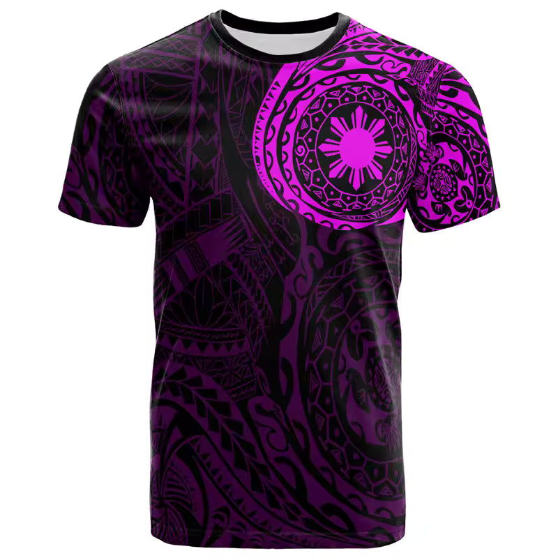 Philippines Polynesian T-Shirt - Polynesian Tattoo Style Purple Shirt