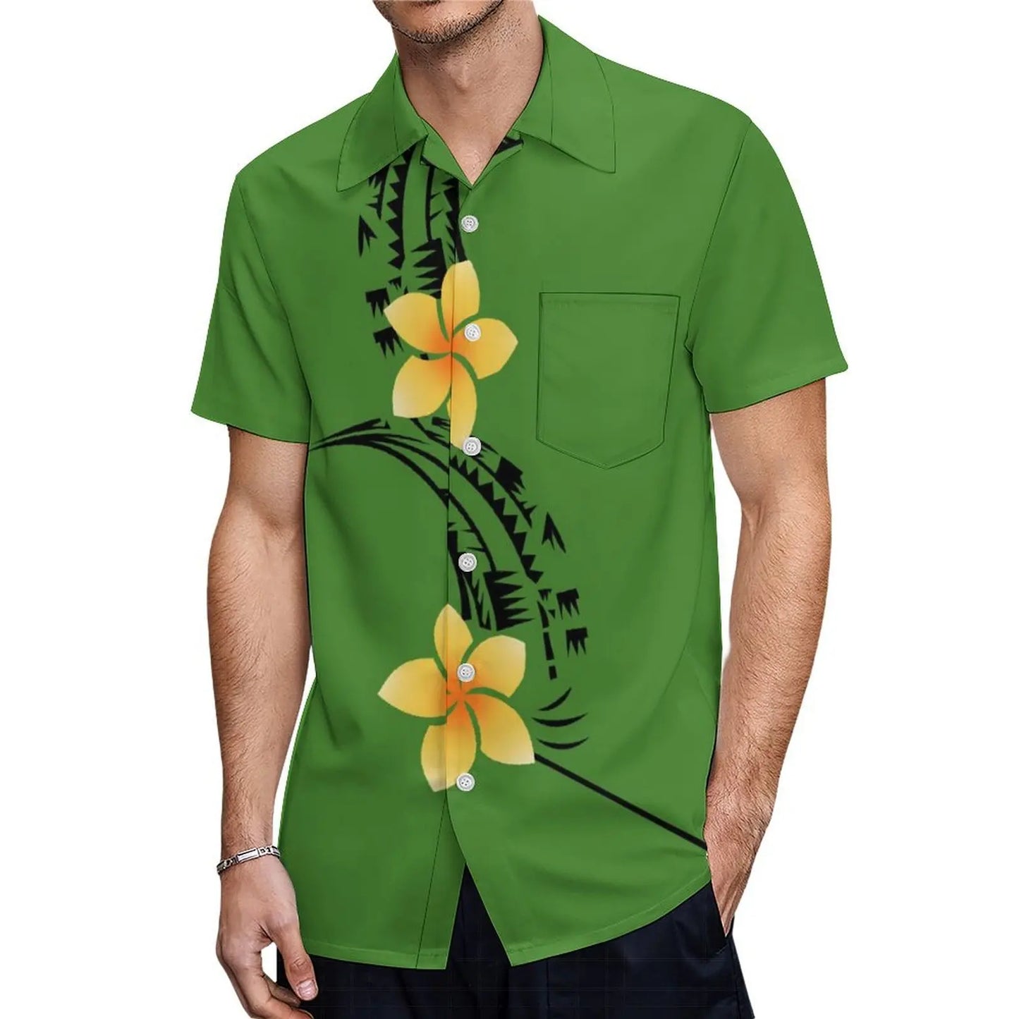 Polynesian Plumeria Matching Outfit For Couple Samoan Women'S Short-Sleeved Dress Party Tuxedo Men's Aloha Shirt