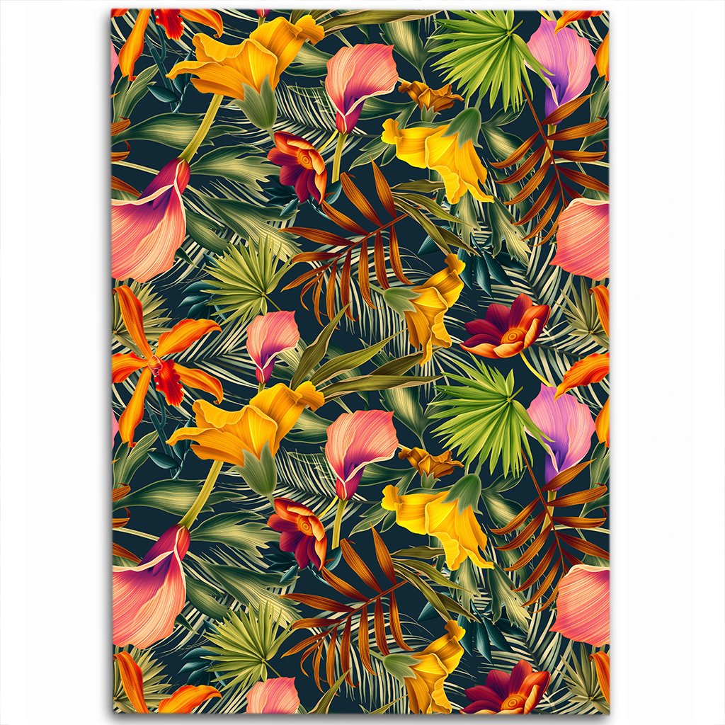 Hawaii Seamless Tropical Flower Plant And Leaf Pattern Area Rug AH