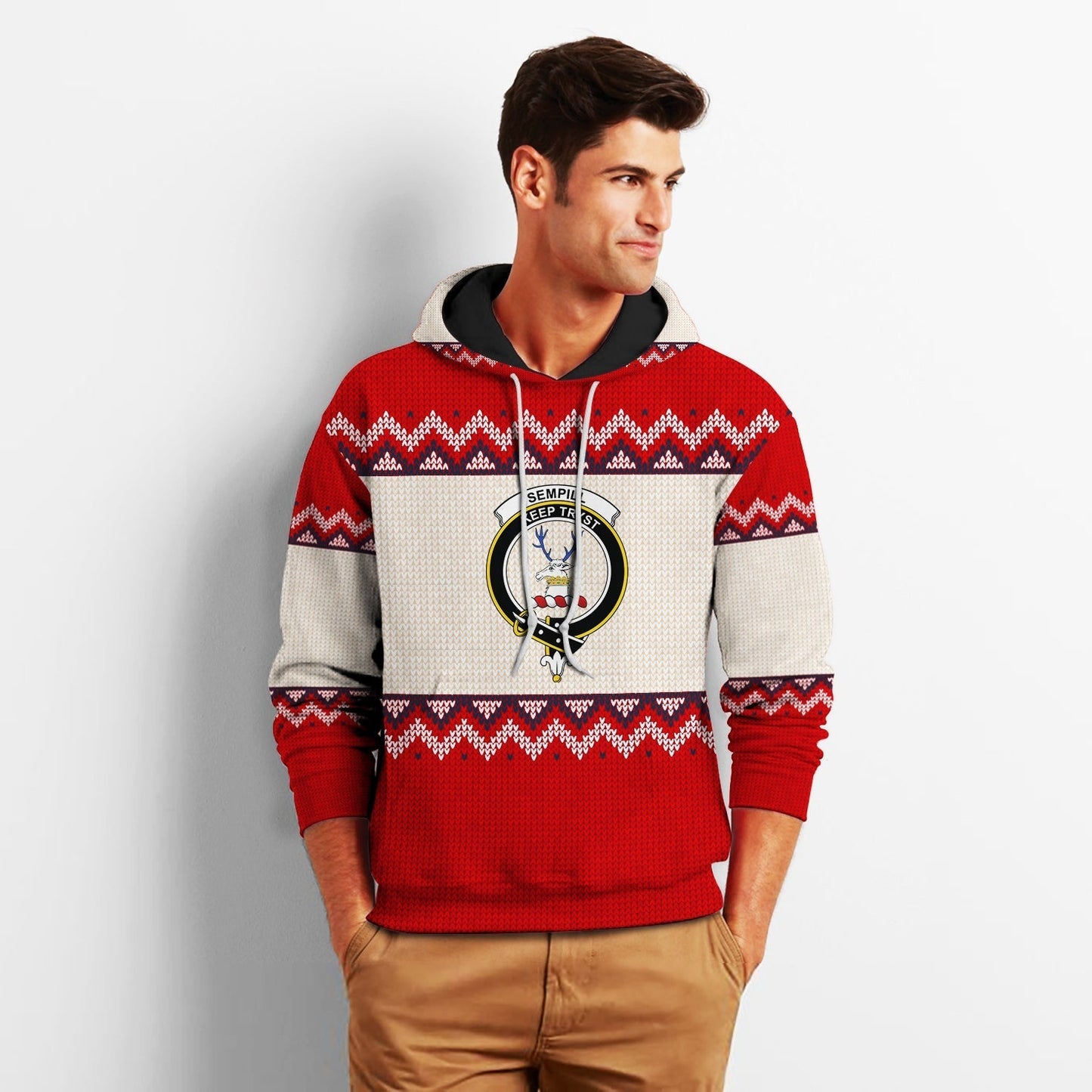 Printivon Tartan Vibe Sempill Christmas Tartan Knitted Hoodie
