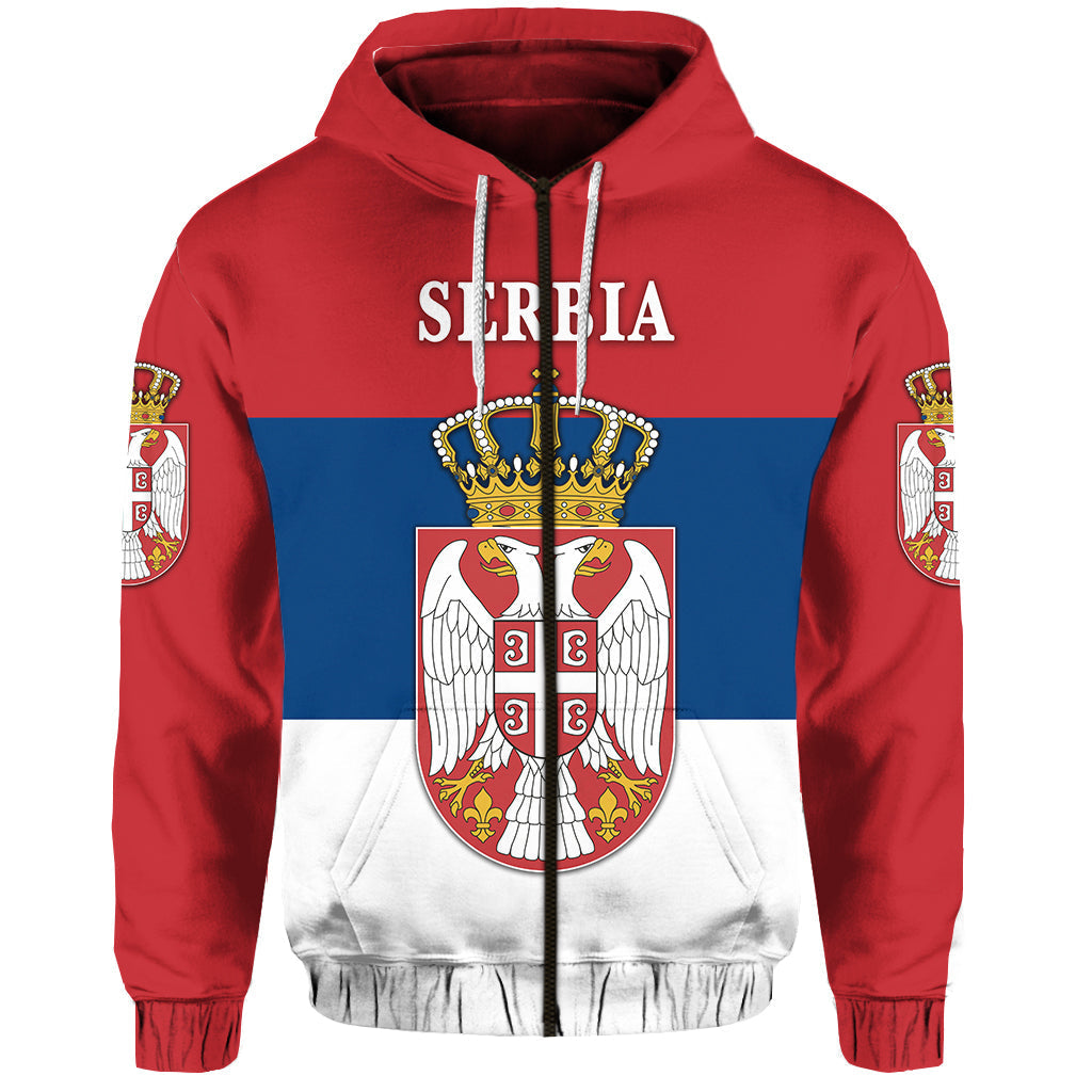 Serbia Zip Hoodie Srbija Flag Style