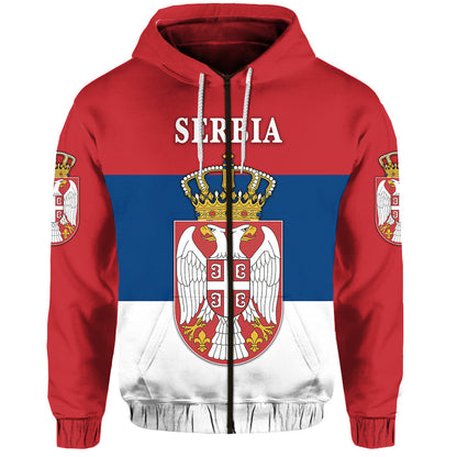Serbia Zip Hoodie Srbija Flag Style