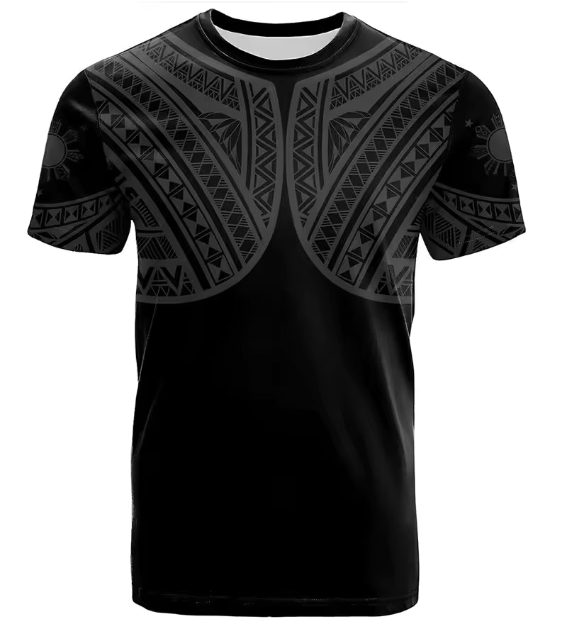 Polynesian Philippines T Shirt Philippines Flag Island Pattern Unisex Printed Black O-Neck Shirt