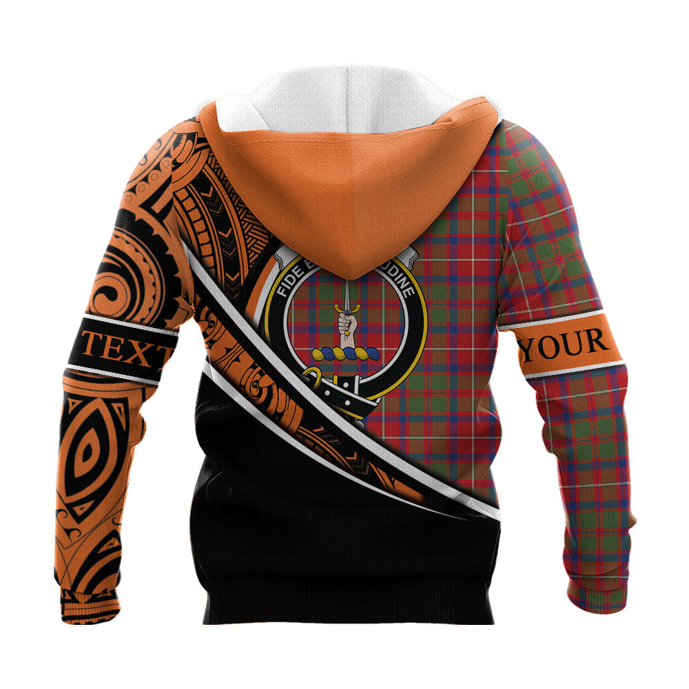 Printivon Shaw Red Modern Knitted Hoodie Pattern Polynesian Custom Text