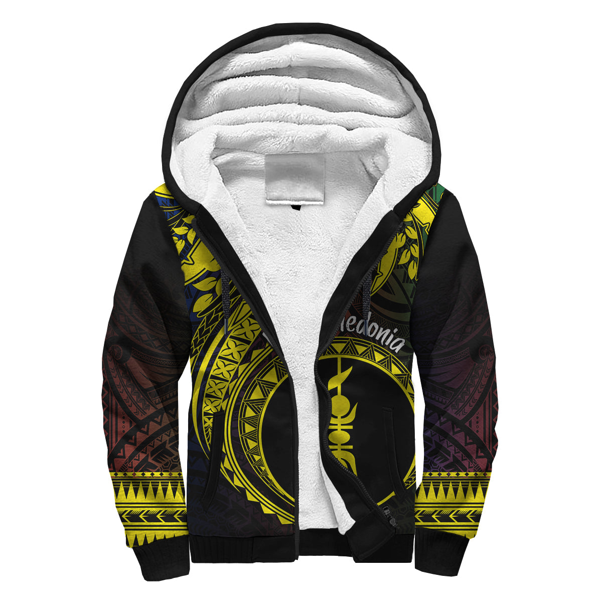 New Caledonia Personalised Sherpa Hoodie Kanaky Mix Plumeria