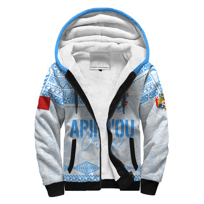 Personalised Tonga Apifo'ou College Sherpa Hoodie Viva AFC White