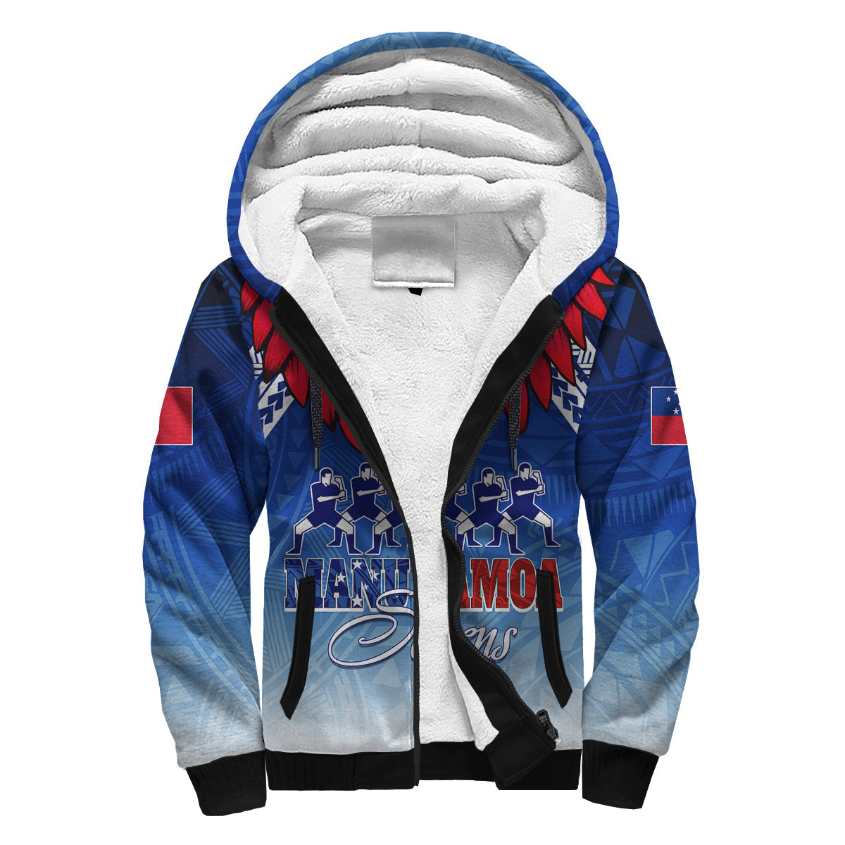 Personalised Samoa Sevens Sherpa Hoodie Manu Siva Tau With Ula Fala