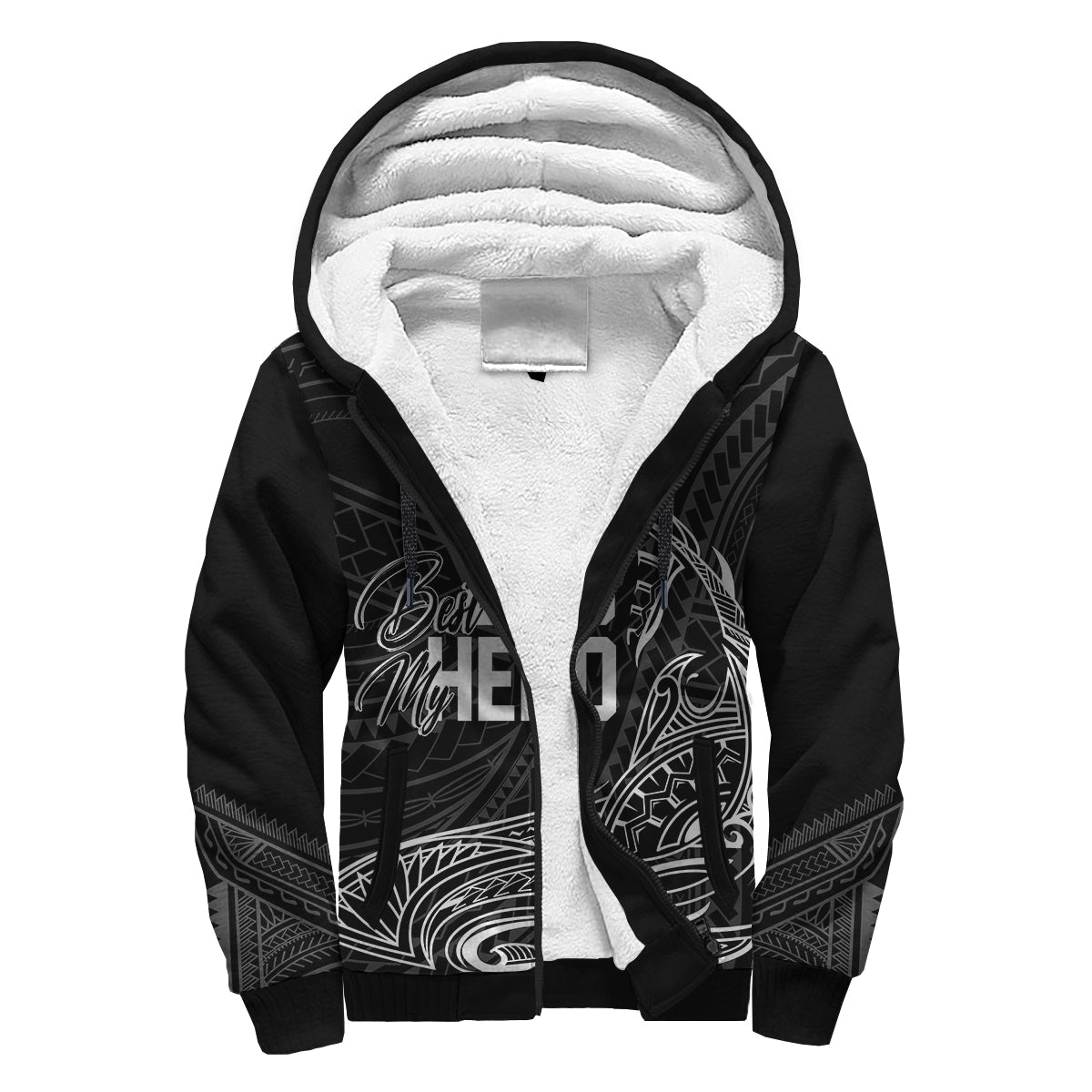 Fathers Day Polynesian Personalised Sherpa Hoodie My Dad My Hero