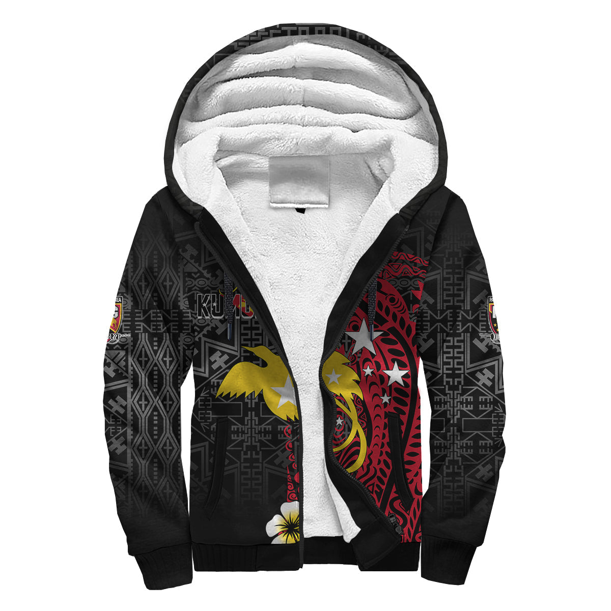Papua New Guinea Independence Sherpa Hoodie PNG Kumuls Tribal Crocodile