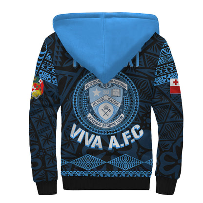 Personalised Tonga Apifo'ou College Sherpa Hoodie Viva AFC Black