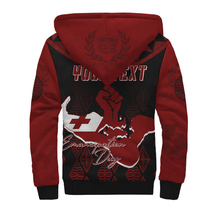 Tonga Personalised Sherpa Hoodie Emancipation Day Lion Style Black