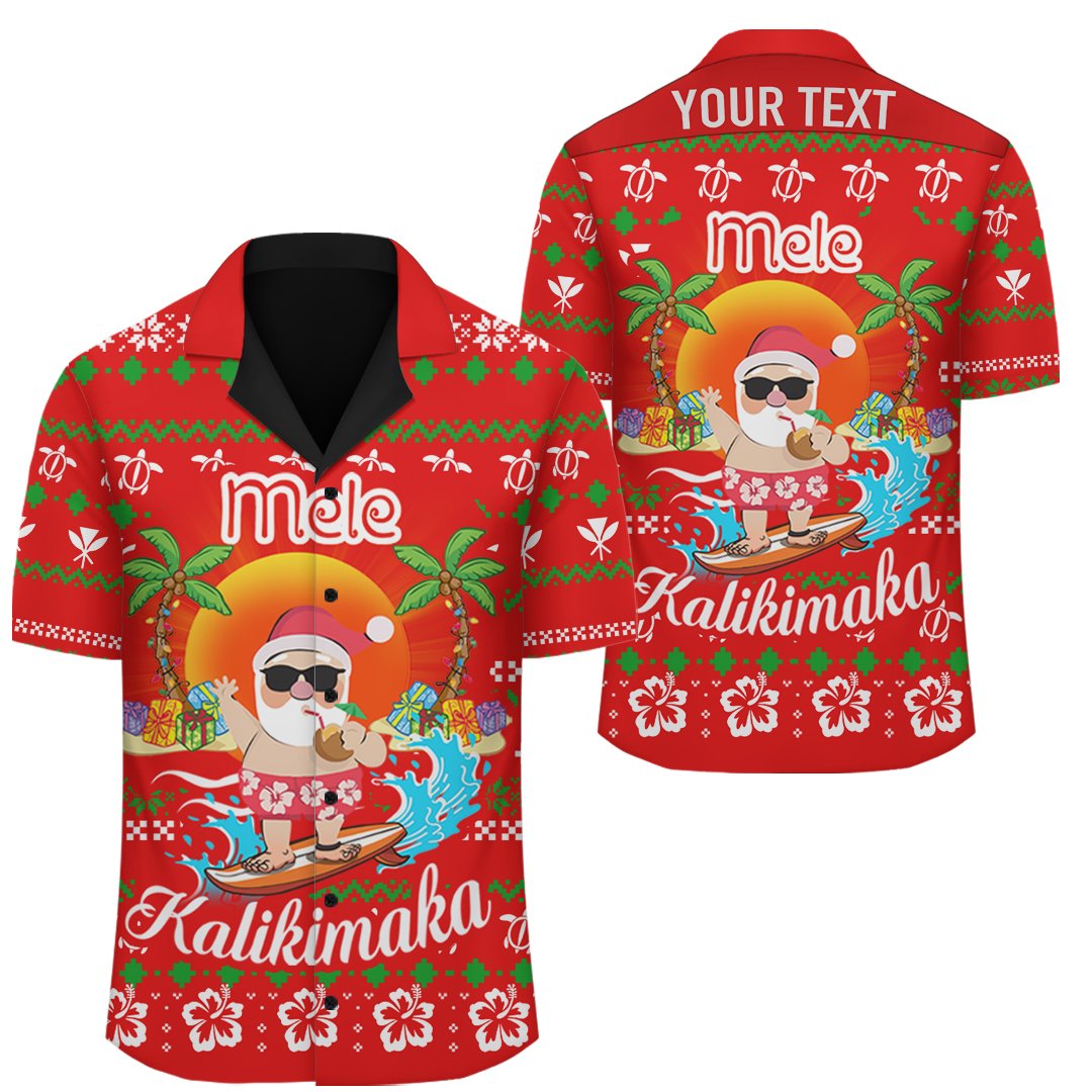 Personalized Hawaiian Santa Claus Mele Kalikimaka Shirt - Aviv Style - Red - AH
