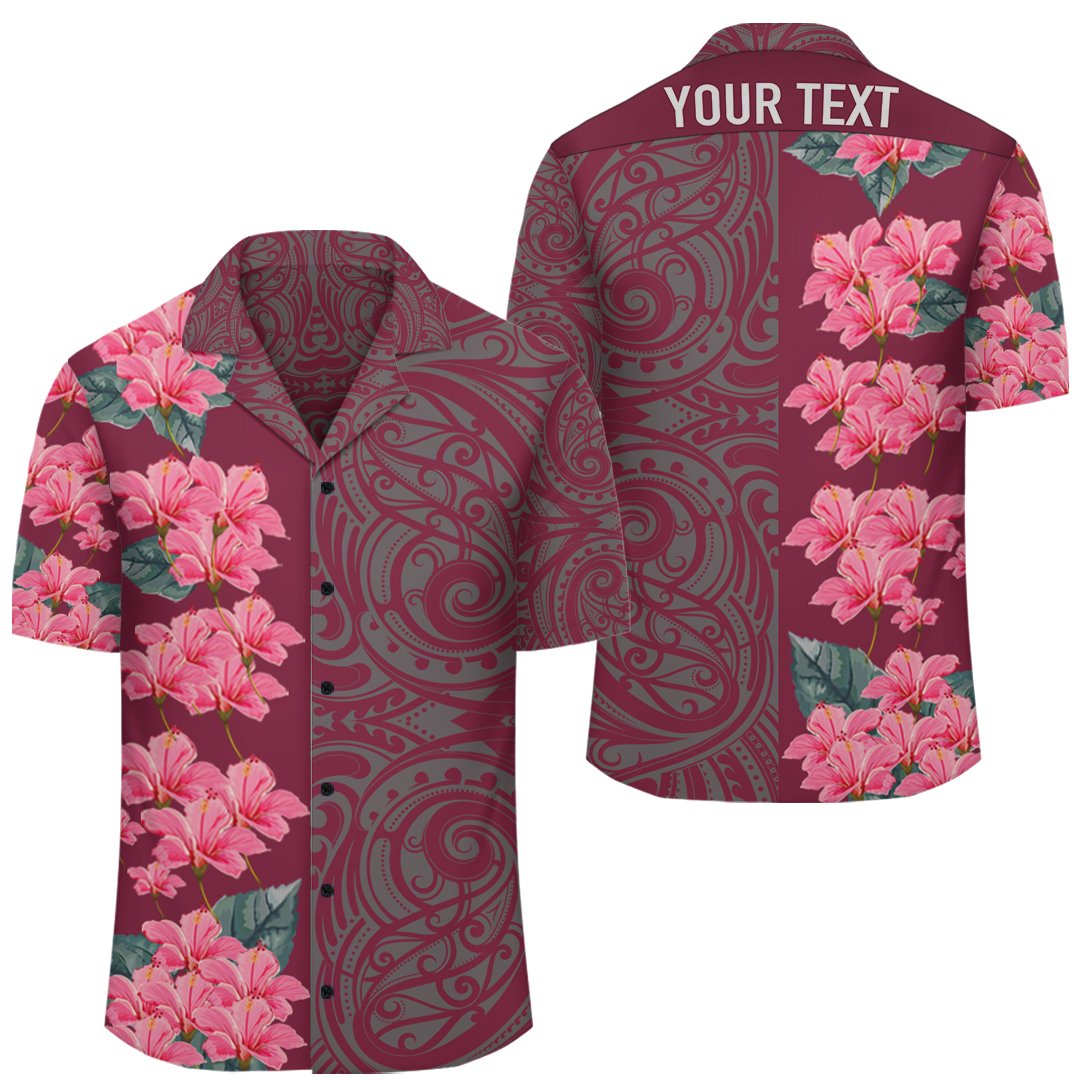 Personalized Hibiscus Flowers Polynesian - Hawaiian Shirt - Pink - Curtis Style