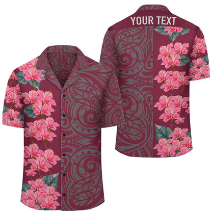 Personalized Hibiscus Flowers Polynesian - Hawaiian Shirt - Pink - Curtis Style