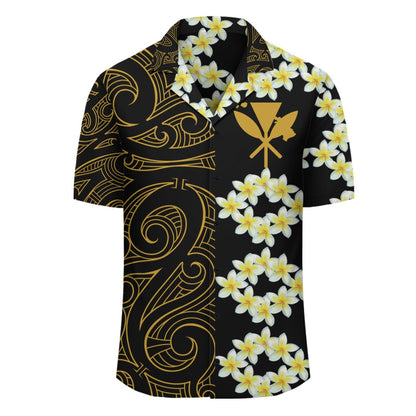 Personalized Plumeria Kakau Polynesian - Hawaiian Shirt - Gold - Curtis Style
