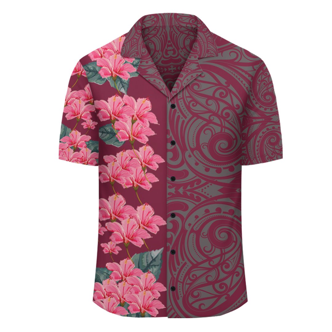 Personalized Hibiscus Flowers Polynesian - Hawaiian Shirt - Pink - Curtis Style