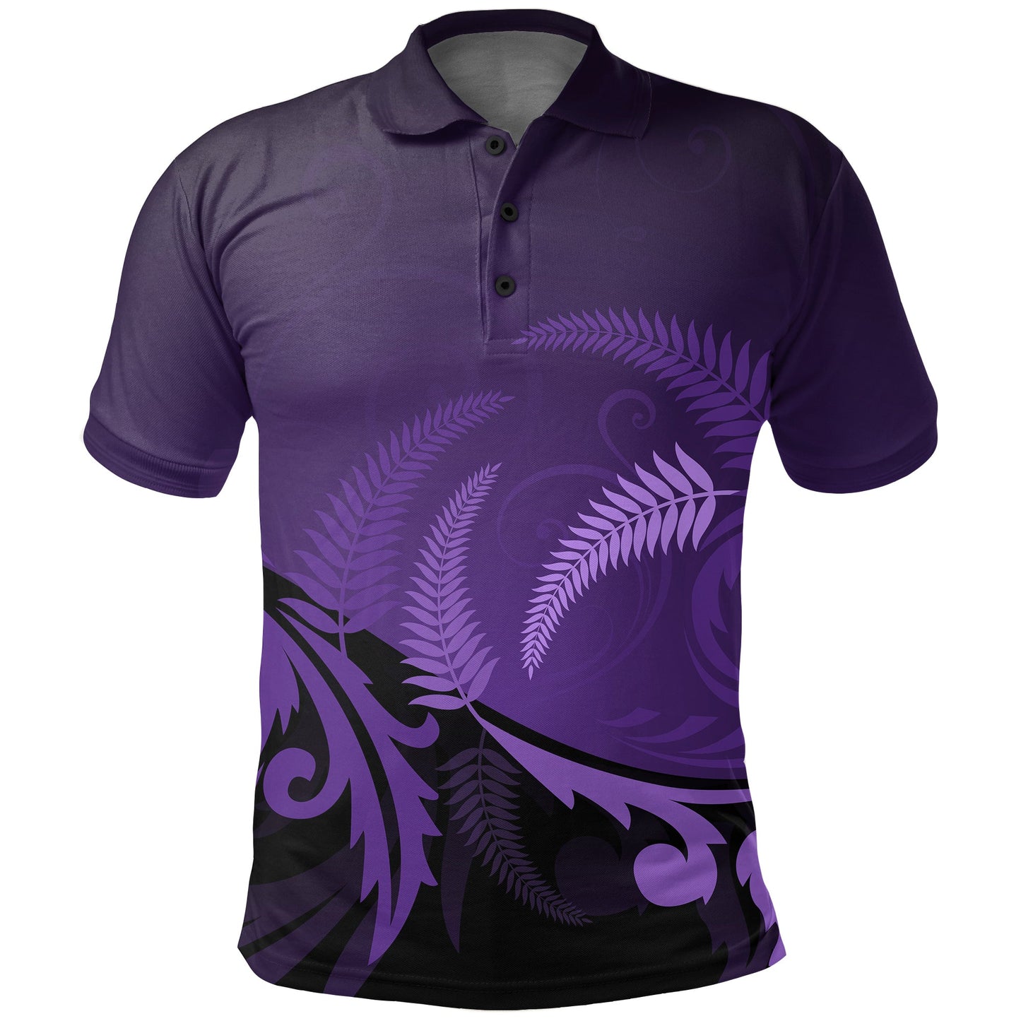 New Zealand Maori Polo Shirt Silver Fern Purple