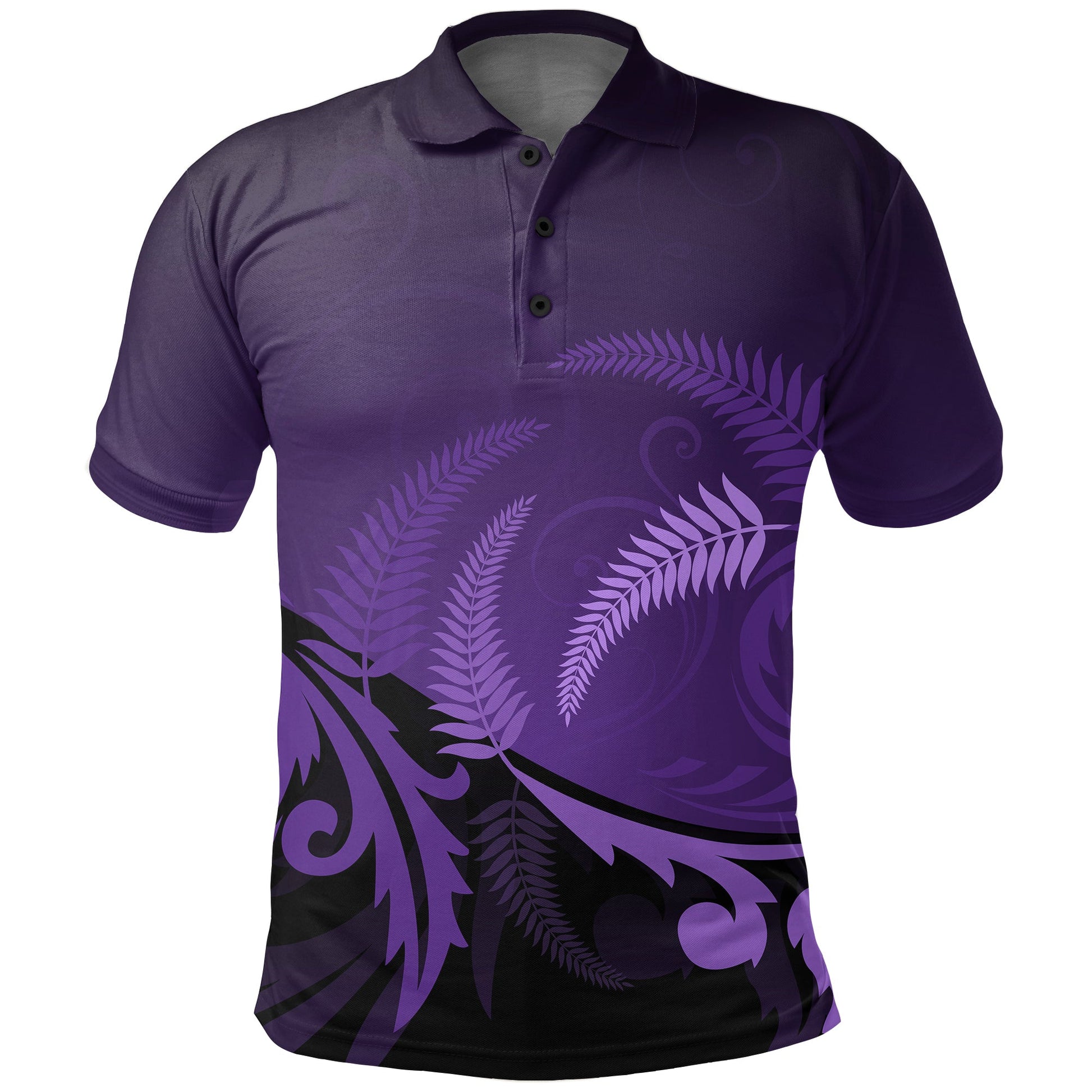 New Zealand Maori Polo Shirt Silver Fern Purple