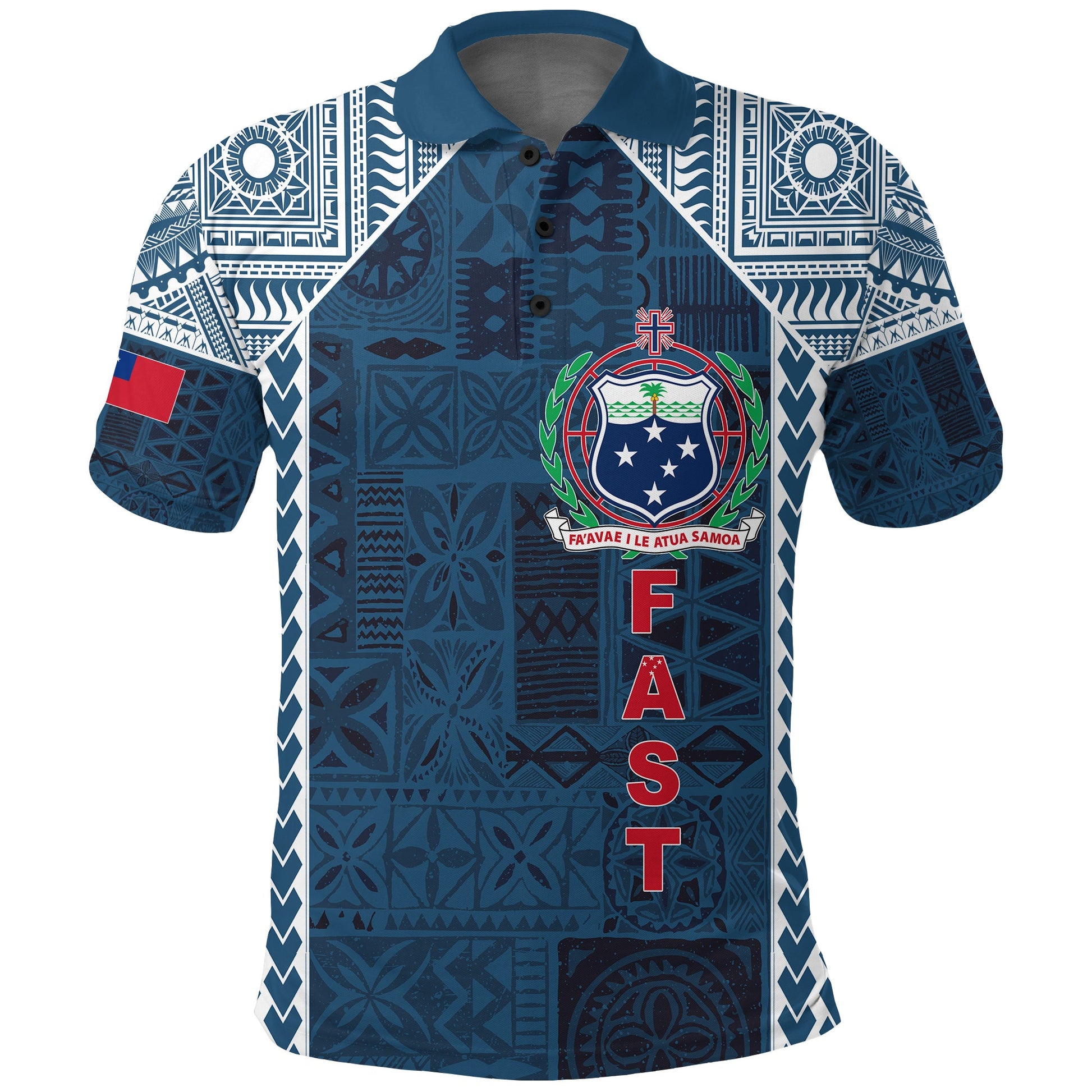 F.A.S.T Samoa Mix Tapa Pattern Simple Style Polo Shirt