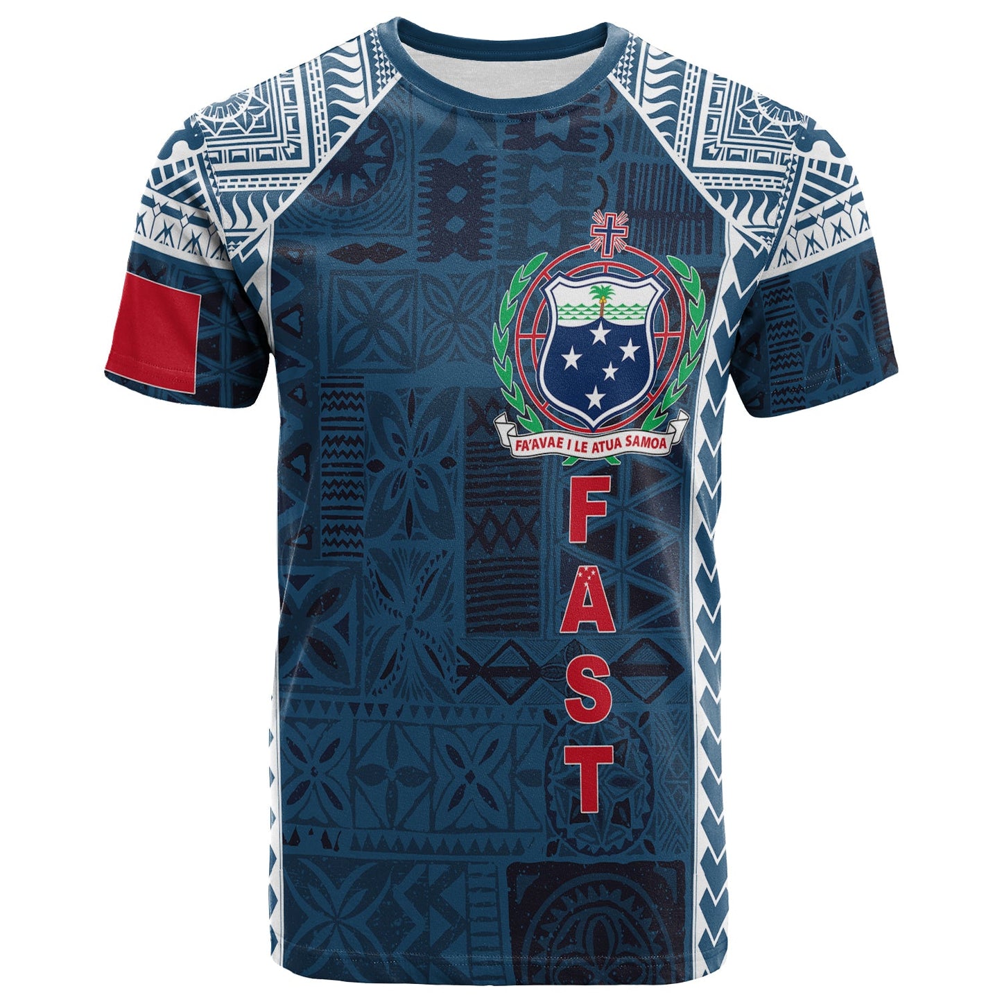 F.A.S.T Samoa Mix Tapa Pattern Simple Style T - Shirt