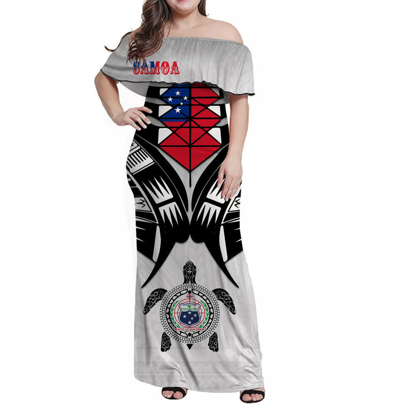 Samoa Black Saturday Women Off Shoulder Long Dress Visual Arts