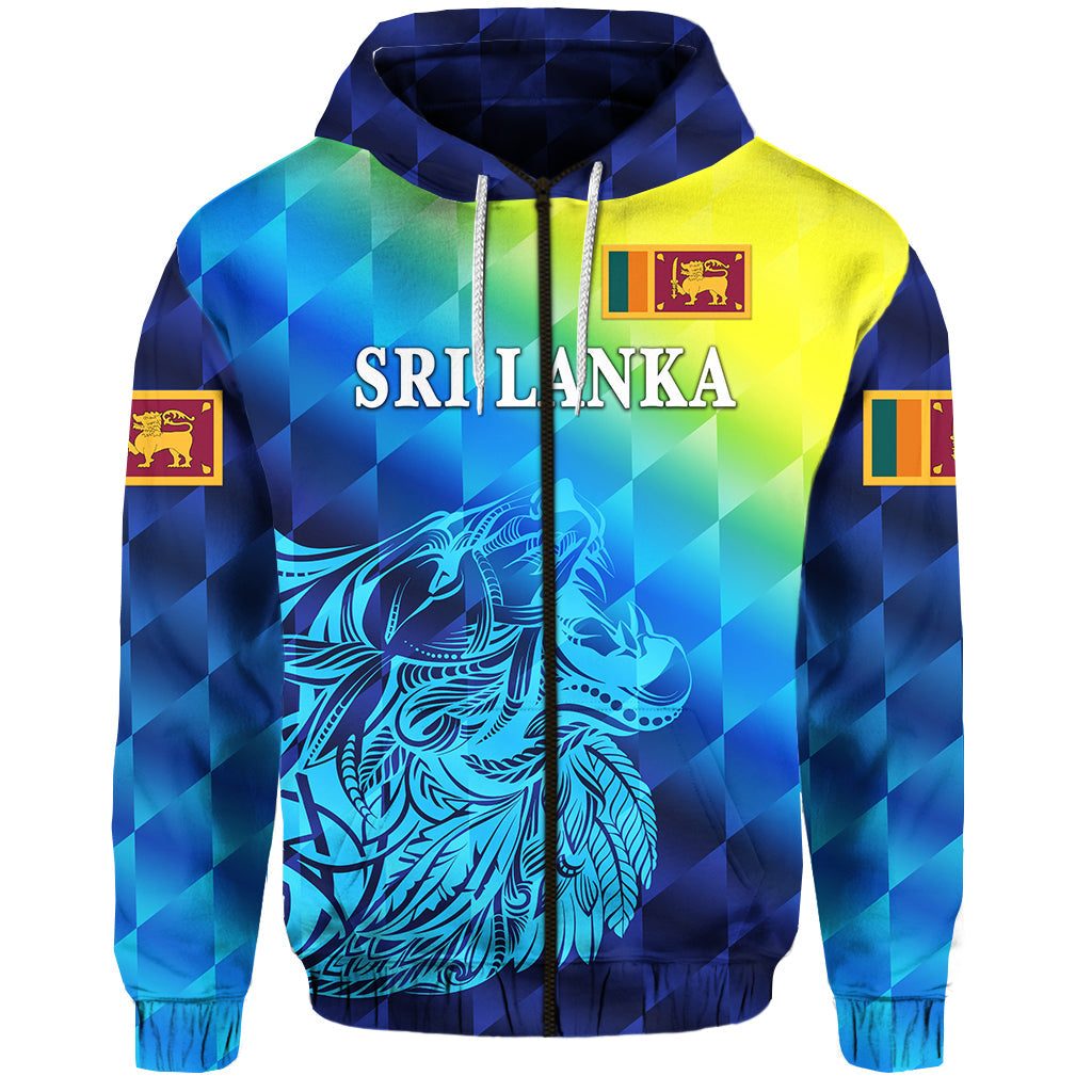 Custom Sri Lanka Zip Hoodie Lion Vibes
