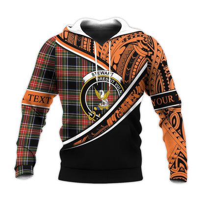 Printivon Stewart Black 01 Knitted Hoodie Pattern Polynesian Custom Text