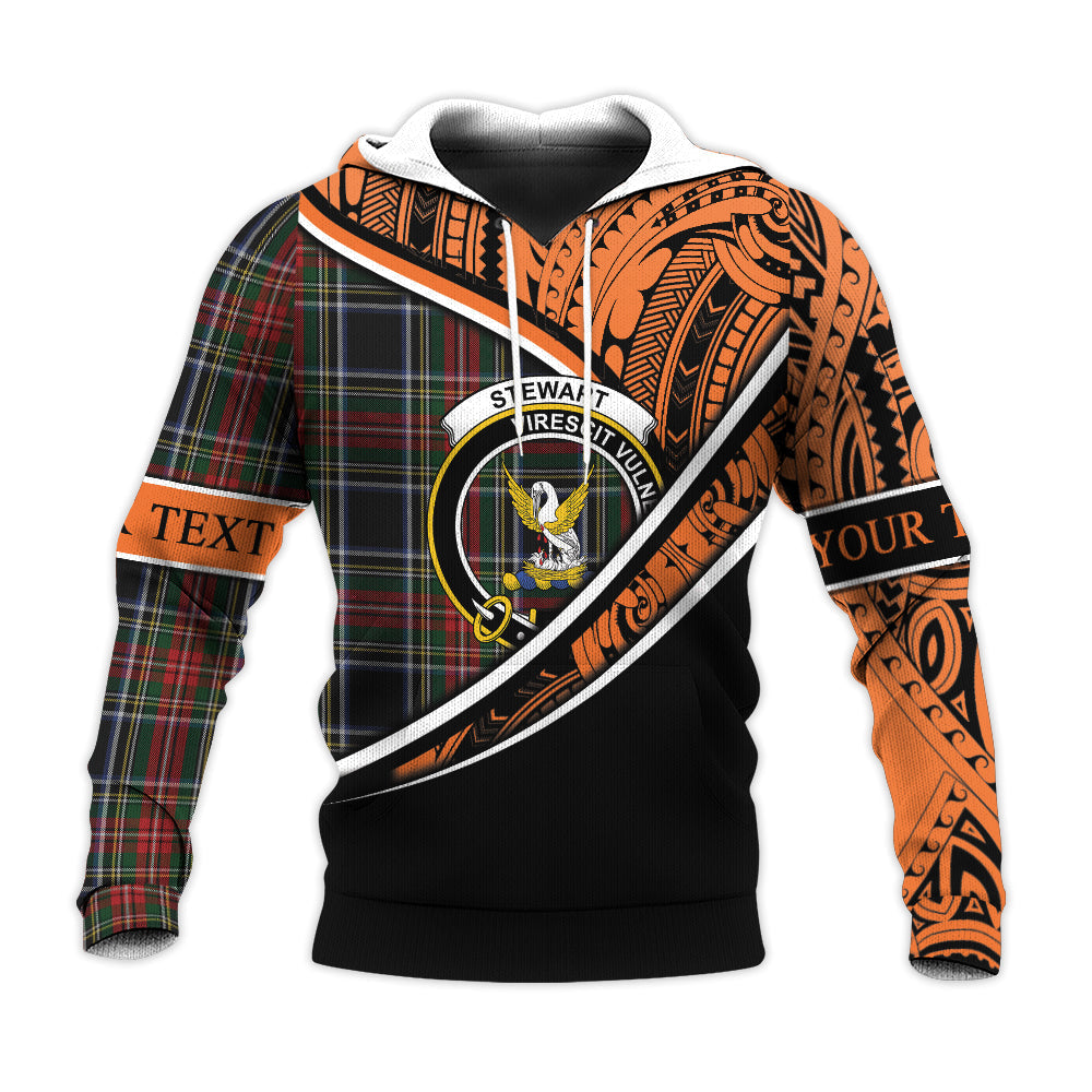 Printivon Stewart Black 03 Knitted Hoodie Pattern Polynesian Custom Text