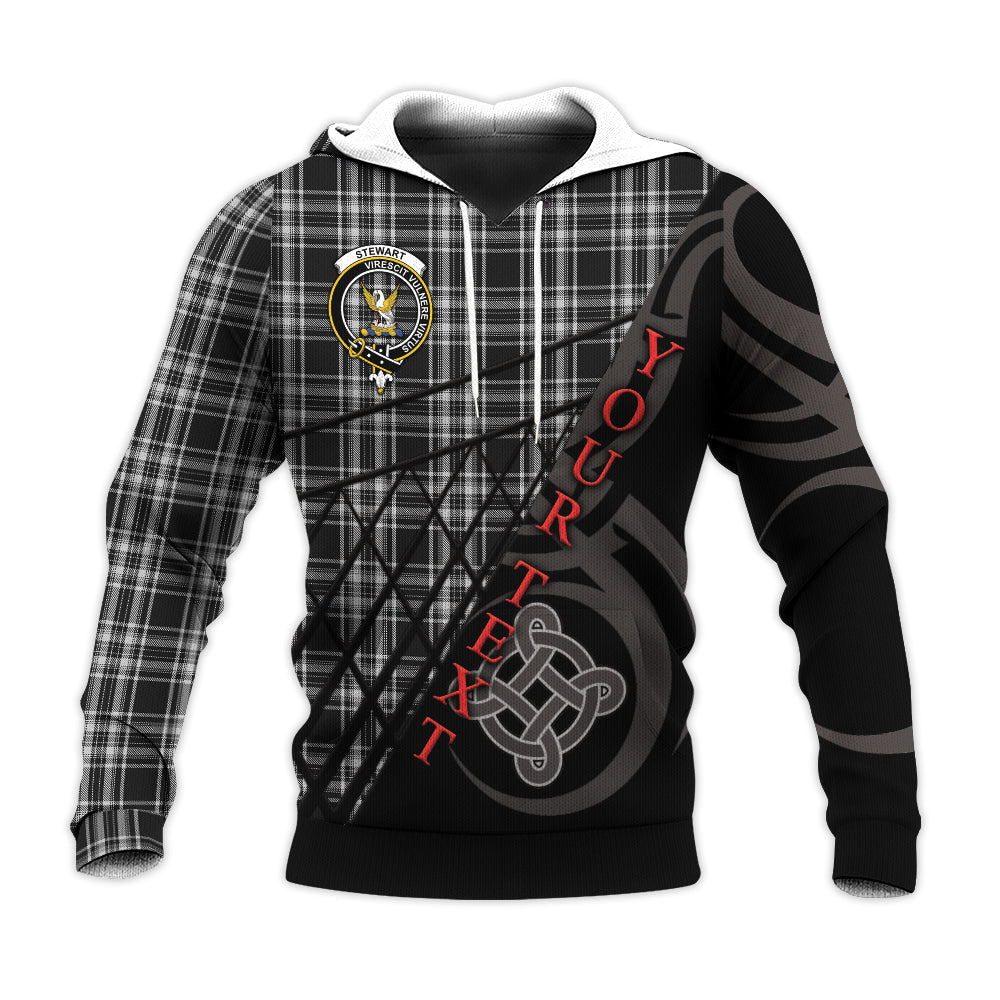 Printivon Stewart Black And White Knitted Hoodie Pattern Celtic Custom Text